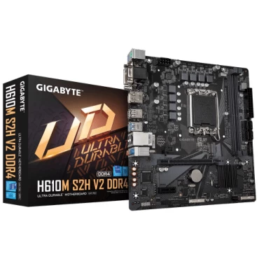 לוח אם אינטל דור 12/13/14 Gigabyte H610M S2H V2 Micro-ATX VGA DVI DP HDMI מתאים ל-DDR4 בלבד!!!