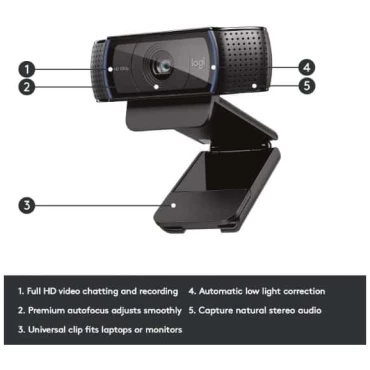 ⁦מצלמת אינטרנט Logitech C920 1080p HD Pro Webcam With Mic⁩ – תמונה ⁦2⁩