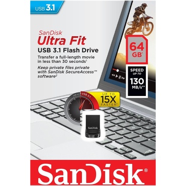 ⁦64GB Disk On Key Ultra Fit USB 3.1 SanDisk⁩ – תמונה ⁦3⁩