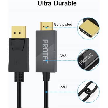 ⁦DISPLAY PORT TO HDMI CABLE 1.8M PROTEC⁩ – תמונה ⁦4⁩