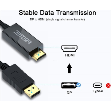 ⁦DISPLAY PORT TO HDMI CABLE 1.8M PROTEC⁩ – תמונה ⁦5⁩
