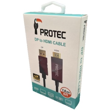 ⁦DISPLAY PORT TO HDMI CABLE 1.8M PROTEC⁩ – תמונה ⁦2⁩
