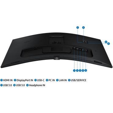 ⁦SAMSUNG 34" CURVED HDMI/DP/Type-C 90W/SPEAKERS/RJ45⁩ – תמונה ⁦5⁩