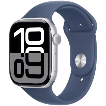 ⁦Apple Watch Series 10 GPS 46mm Silver Aluminium Case with Denim Sport Band⁩ – תמונה ⁦3⁩