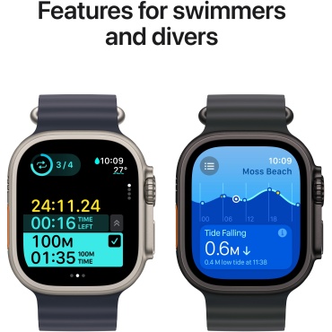 ⁦Apple Watch Ultra 2 GPS + Cellular 49mm Natural Titanium Case with Navy Ocean Band⁩ – תמונה ⁦4⁩