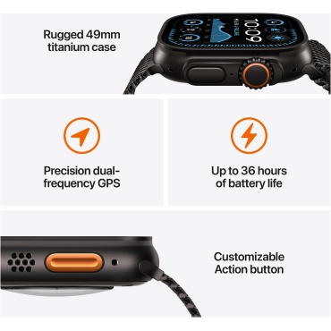 ⁦Apple Watch Ultra 2 GPS + Cellular 49mm Natural Titanium Case with Navy Ocean Band⁩ – תמונה ⁦5⁩