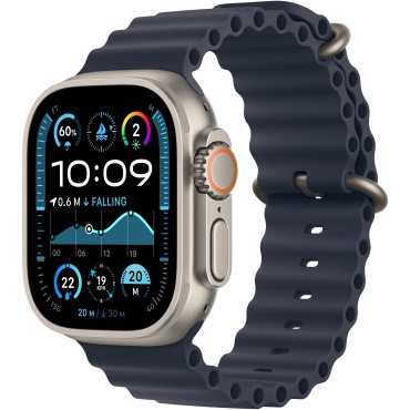 ⁦Apple Watch Ultra 2 GPS + Cellular 49mm Natural Titanium Case with Navy Ocean Band⁩ – תמונה ⁦7⁩