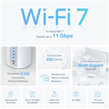 ⁦MESH SYSTEM Deco BE65 2 pack WiFi 7 TP-LINK⁩ – תמונה ⁦5⁩