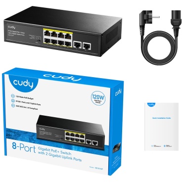 ⁦SWITCH 8-PORT 10/100/1000 PoE+ Uplink 2x1GbE 120W Cudy⁩ – תמונה ⁦3⁩