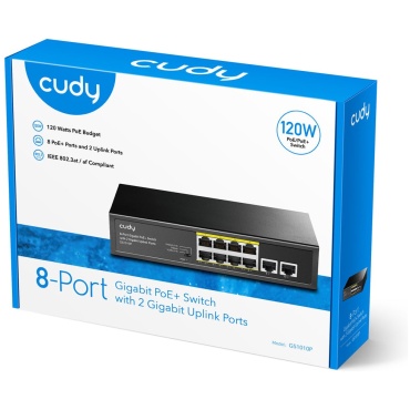 ⁦SWITCH 8-PORT 10/100/1000 PoE+ Uplink 2x1GbE 120W Cudy⁩ – תמונה ⁦4⁩