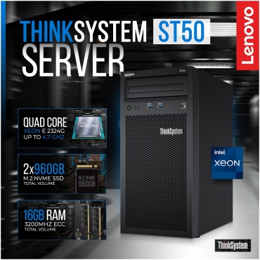 ⁦Lenovo ThinkServer ST50 XEON E3-2224G 2X960GB SSD 16GB⁩ – תמונה ⁦2⁩