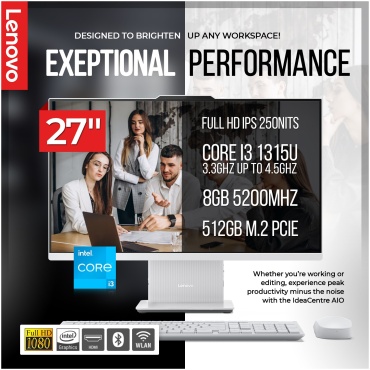 ⁦Lenovo AIO 27" I3-1315U/8GB-5200/512GB/1Y⁩ – תמונה ⁦2⁩