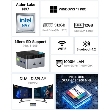 ⁦GMKtec NucBox G5 Intel-N97/12GB/256GB/W11Pro⁩ – תמונה ⁦5⁩