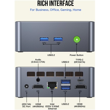 ⁦GMKtec NucBox M3 Intel i5-12450H/16GB/1TB/W11Pro⁩ – תמונה ⁦3⁩