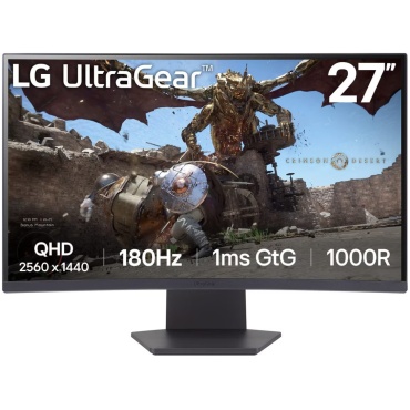 ⁦LG 27" UltraGear 2K CURVED /1000R/1MS/180Hz/VA/DP/HDMI⁩ – תמונה ⁦2⁩