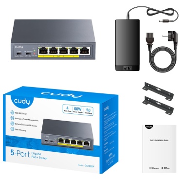 ⁦SWITCH 5-PORT Gigabit PoE+ GS1005P Cudy⁩ – תמונה ⁦3⁩