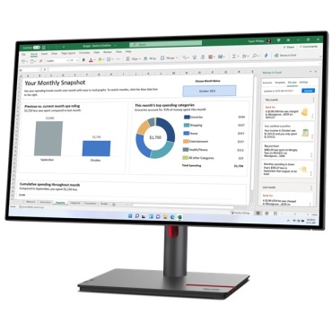 ⁦Lenovo P27h-30 27' 2K / HDMI, DisplayPort USB-A USB-C⁩ – תמונה ⁦3⁩