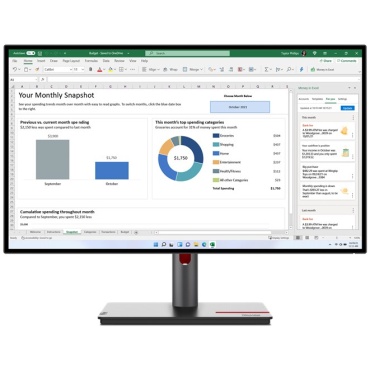 ⁦Lenovo P27h-30 27' 2K / HDMI, DisplayPort USB-A USB-C⁩ – תמונה ⁦2⁩