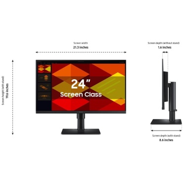 ⁦SAMSUNG 24" S24D408GAM LED FHD/PIVOT/SPEAKERS⁩ – תמונה ⁦5⁩