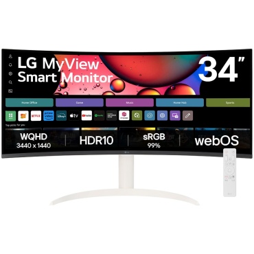 ⁦LG 34" 2K Curved-AIR PLAYS/SMART/SPEAKERS/RJ45/HDMI⁩ – תמונה ⁦2⁩