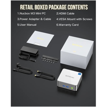 ⁦GMKtec NucBox M3 Intel i5-12450H/16GB/512GB/W11Pro White⁩ – תמונה ⁦9⁩