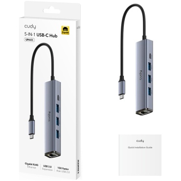 ⁦Cudy 5-in-1 UH606 USB-C with USB3.0 Hub + LAN 1Gb⁩ – תמונה ⁦3⁩