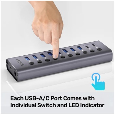⁦H1315B01 - 10 port splitter with charging - 8 USB-A and 2 USB-C connections⁩ – תמונה ⁦3⁩
