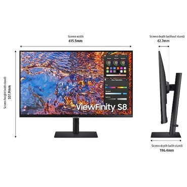⁦SAMSUNG 27" ViewFinity S8 4K IPS TypeC90W & RJ45 Monitor⁩ – תמונה ⁦5⁩