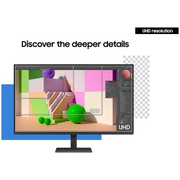 ⁦SAMSUNG 32" ViewFinity S8 S32D800UBM 4K IPS TypeC90W & RJ45 Monitor⁩ – תמונה ⁦6⁩