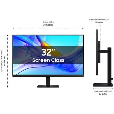⁦SAMSUNG 32" ViewFinity S8 S32D800UBM 4K IPS TypeC90W & RJ45 Monitor⁩ – תמונה ⁦7⁩