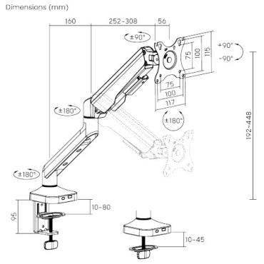 ⁦17"- 40" FlexPrecision Cost-Effective Gas Spring Monitor Arm⁩ – תמונה ⁦3⁩