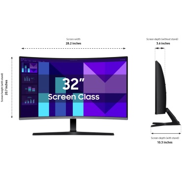 ⁦SAMSUNG 32" Essential S3 FHD Curved Gaming 100Hz/D-Sub/HDMI⁩ – תמונה ⁦4⁩