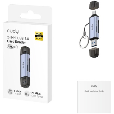 ⁦CUDY UH200 2-In-1 USB 3.0 Card Reader⁩ – תמונה ⁦3⁩