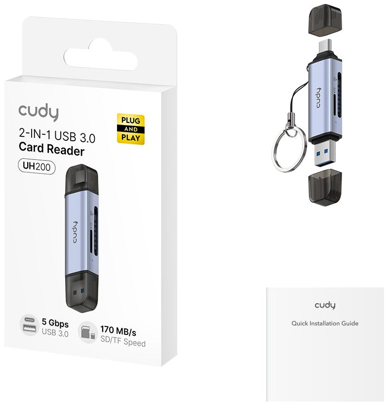 CUDY UH200 2-In-1 USB 3.0 Card Reader – תמונה 3