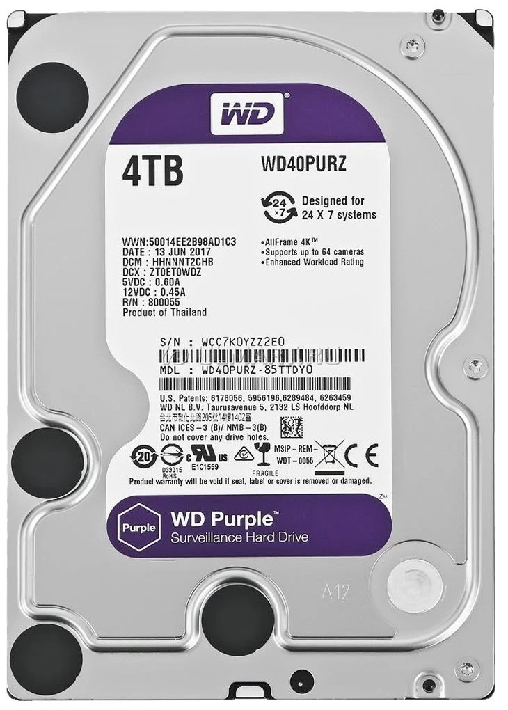 4TB 256MB SATA III/PURZ PURPLE WD