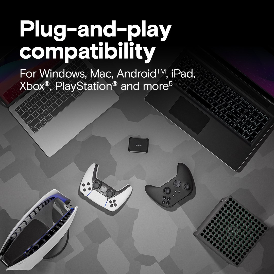 EXTERNAL SSD X9 1TB PORTABLE USB3.2 TYPE-C CRUCIAL – תמונה 6