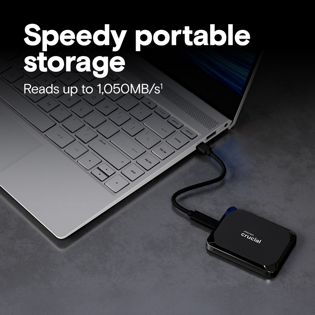 EXTERNAL SSD X9 1TB PORTABLE USB3.2 TYPE-C CRUCIAL – תמונה 7