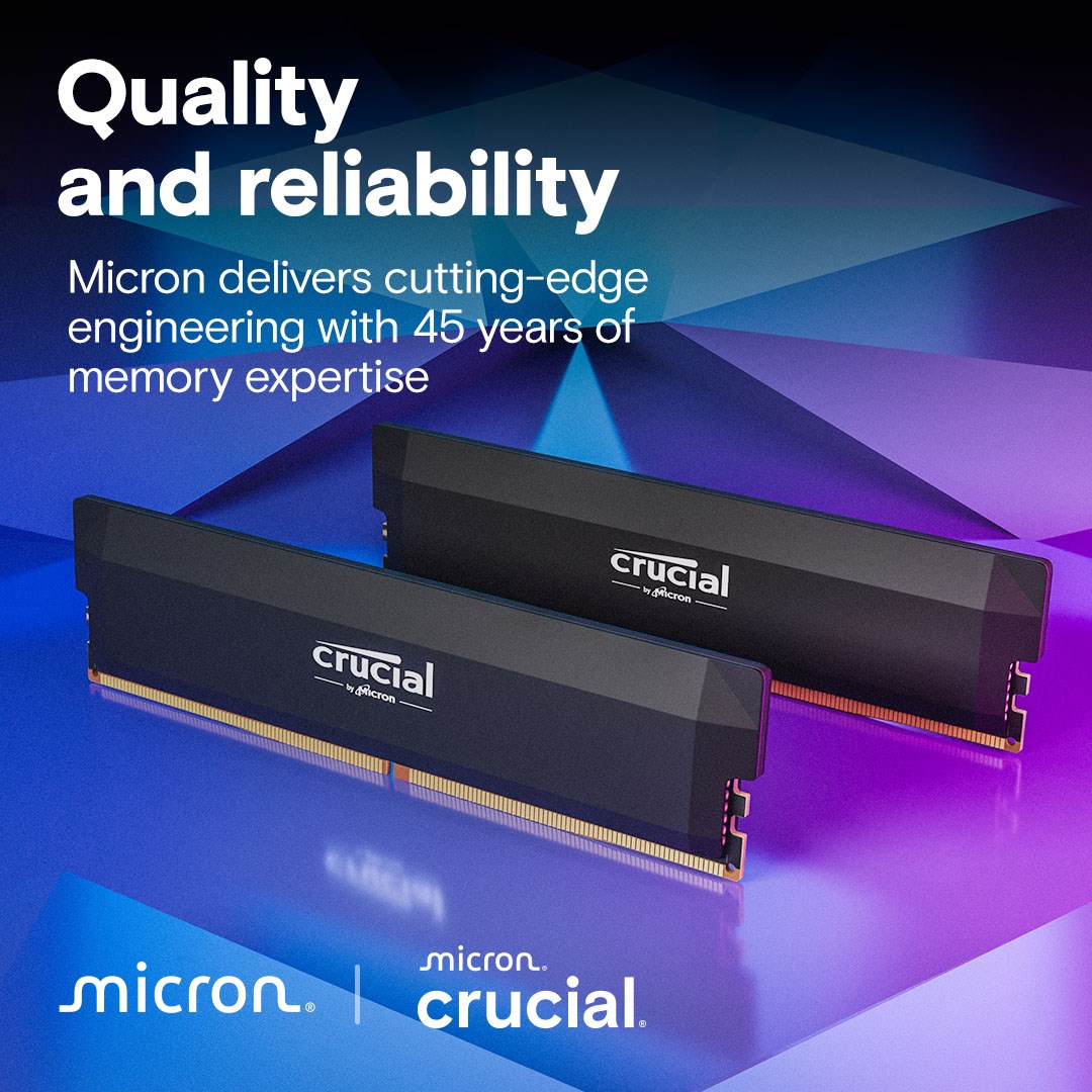 32GB DIMM DDR5 6400Mhz Pro OC Crucial Black – תמונה 3