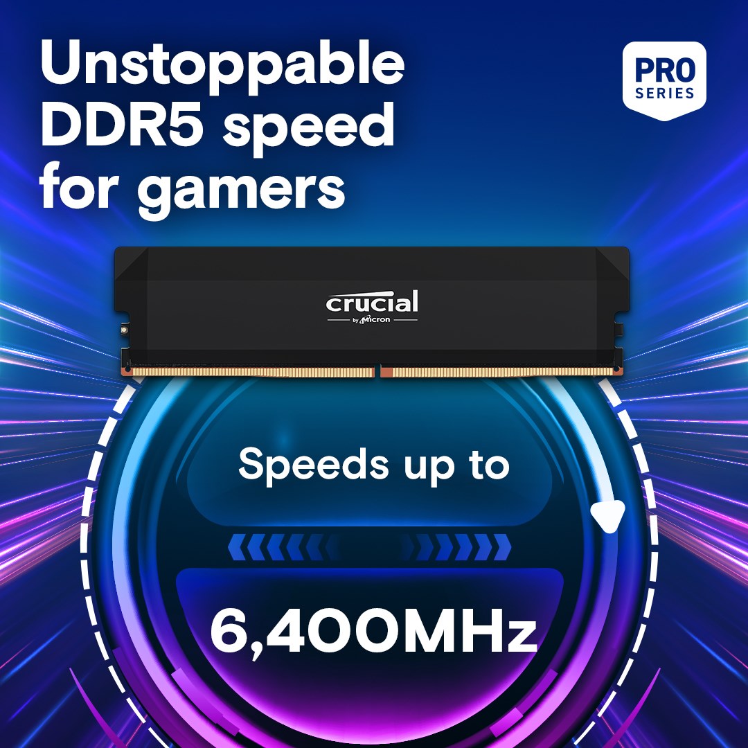 32GB DIMM DDR5 6400Mhz Pro OC Crucial Black – תמונה 6