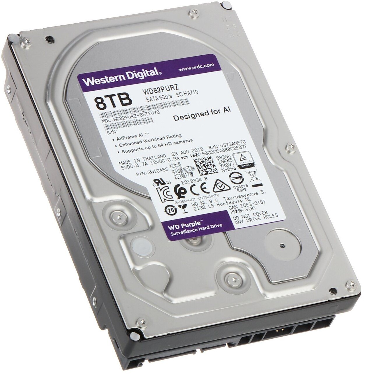 WD PURPLE 8TB 256MB SATA III 6GB/s 8002PURP – תמונה 3
