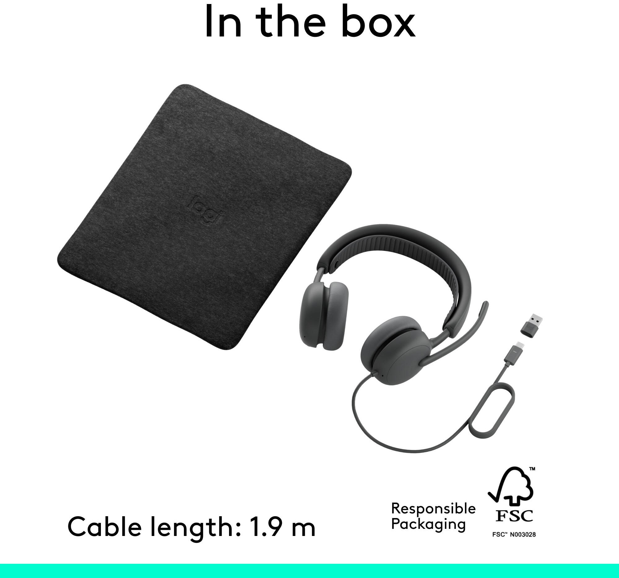 Logitech USB Headset Zone Wired 2 for Business (Teams version)-GRAPHITE – תמונה 11