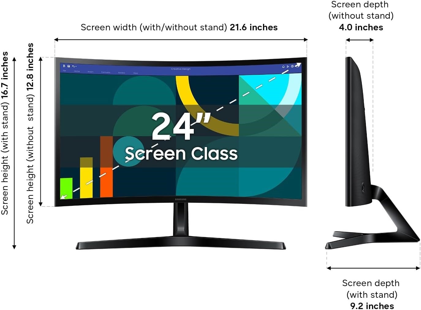 SAMSUNG 24" Essential S3 FHD Curved Gaming 100Hz/D-Sub/HDMI – תמונה 12