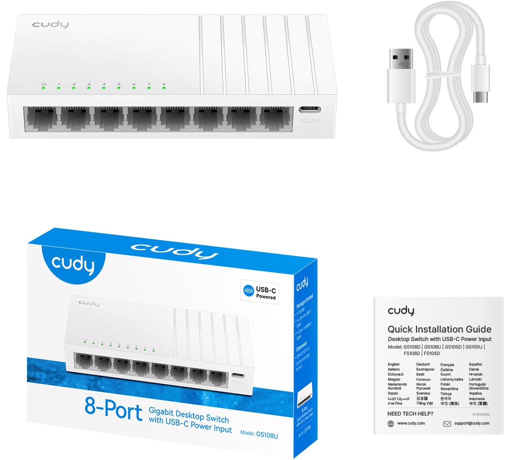 SWITCH 8-PORT Gigabit Switchwith USB-C GS108U Cudy – תמונה 3
