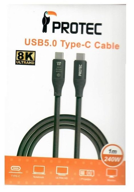 CABLE USB5.0 TYPE-C TO TYPE-C 1M 240W 8K PROTEC – תמונה 2