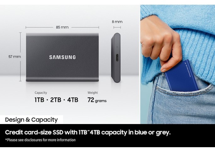 EXTERNAL SSD 1TB T7 PORTABLE USB 3.2 SAMSUNG – תמונה 6