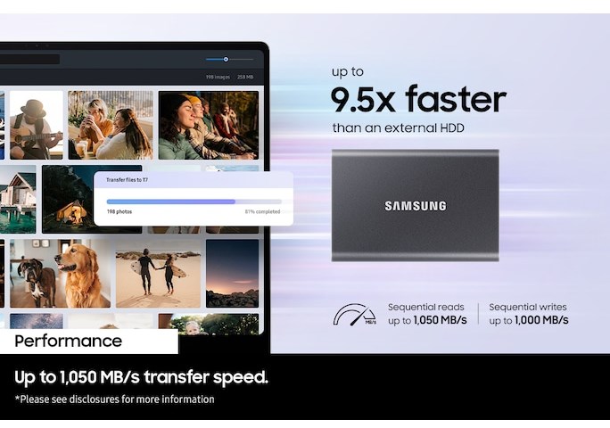 EXTERNAL SSD 1TB T7 PORTABLE USB 3.2 SAMSUNG – תמונה 7