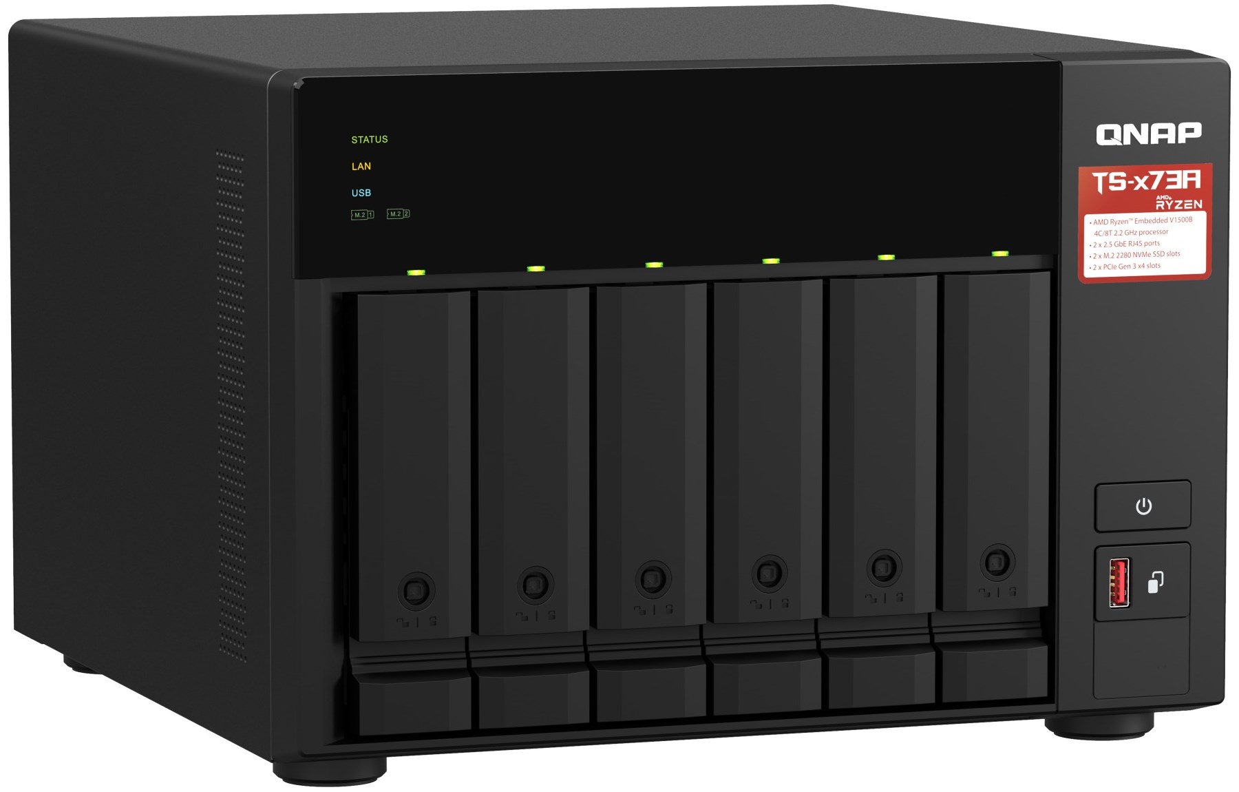 NAP TS-673A-8G /6-Bay+2×M.2 NVMe /Ryzen V1500B/8GB/2×2.5GbE – תמונה 4