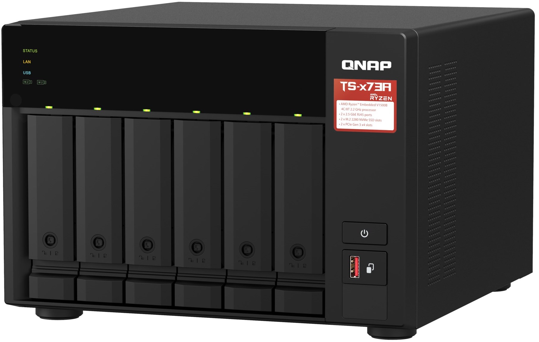 NAP TS-673A-8G /6-Bay+2×M.2 NVMe /Ryzen V1500B/8GB/2×2.5GbE – תמונה 5