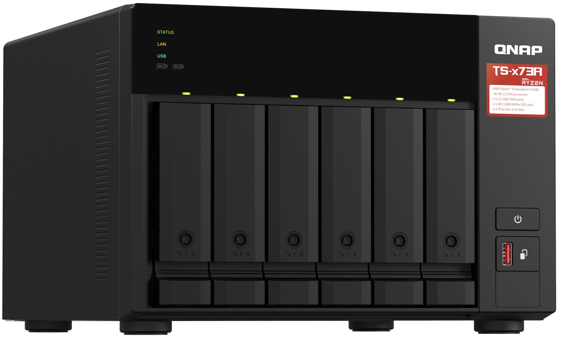 NAP TS-673A-8G /6-Bay+2×M.2 NVMe /Ryzen V1500B/8GB/2×2.5GbE – תמונה 6