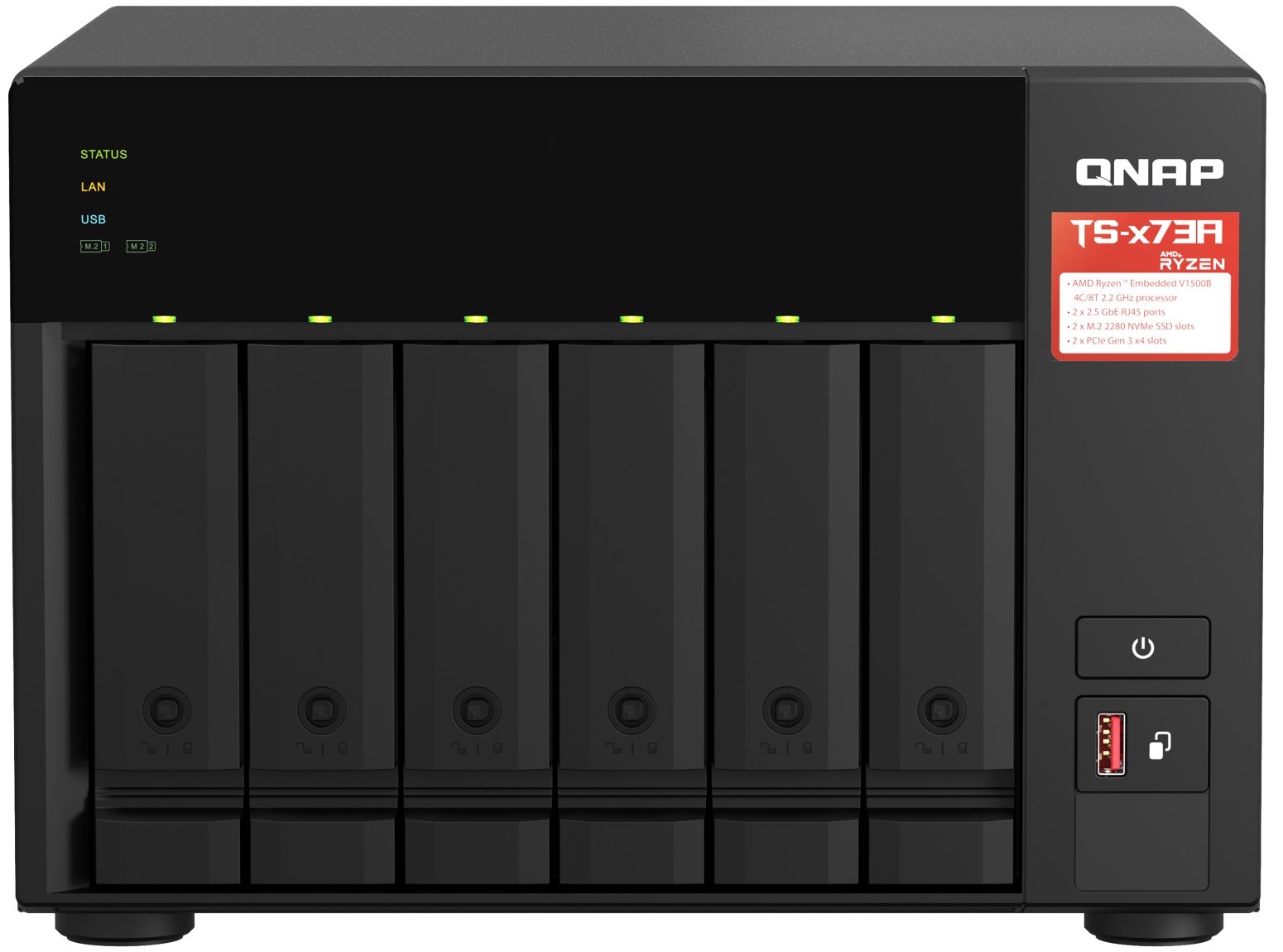 NAP TS-673A-8G /6-Bay+2×M.2 NVMe /Ryzen V1500B/8GB/2×2.5GbE – תמונה 2
